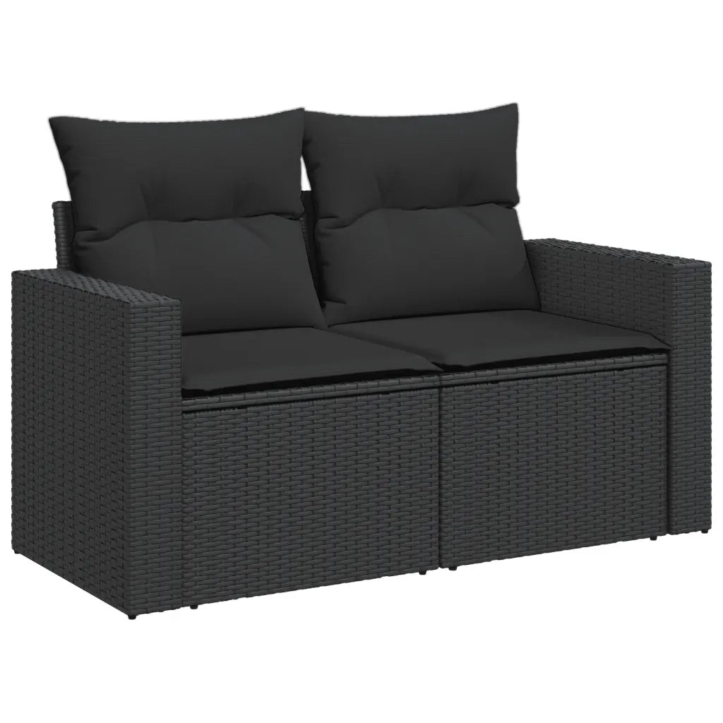 Divano da Giardino con Cuscini 2 Posti-Sofa da giardino nero in polyrattan 984280