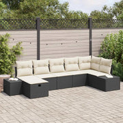 Set Divano da Giardino con cuscino 7 pcs Nero polyrattan 3359396