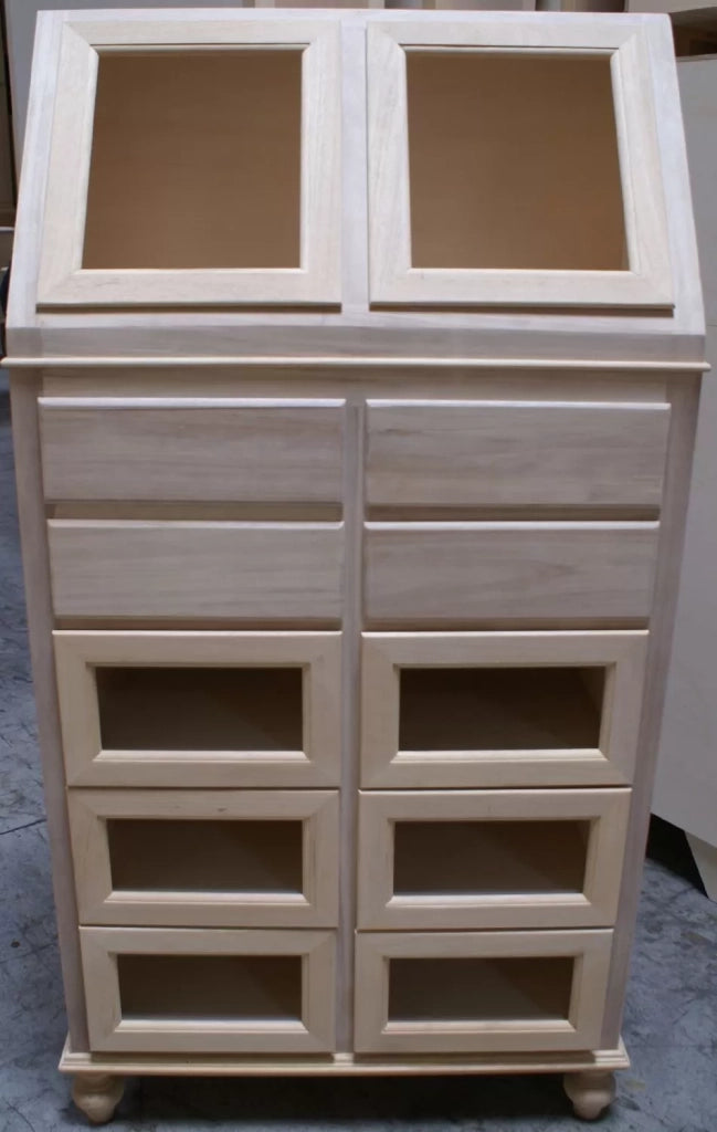 Dispensa cucina 10 cassetti e 2 ante legno grezza 80x42x153 - Mobili 2G