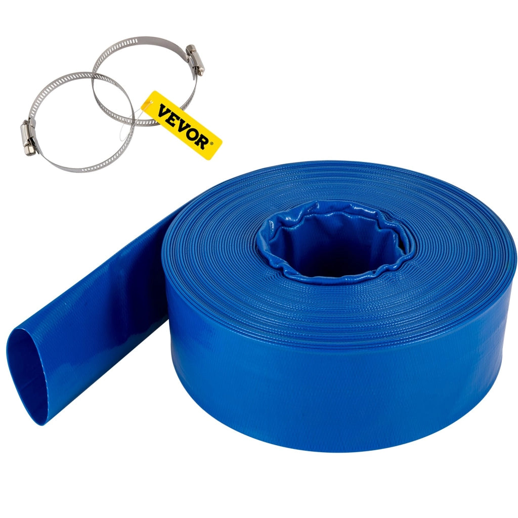 Tubo Piatto di Scarico in Tessuto PVC 51 mm x 32 m Blu per Piscine e Controlavaggio SPDH-8445 Robusto Flessibile
