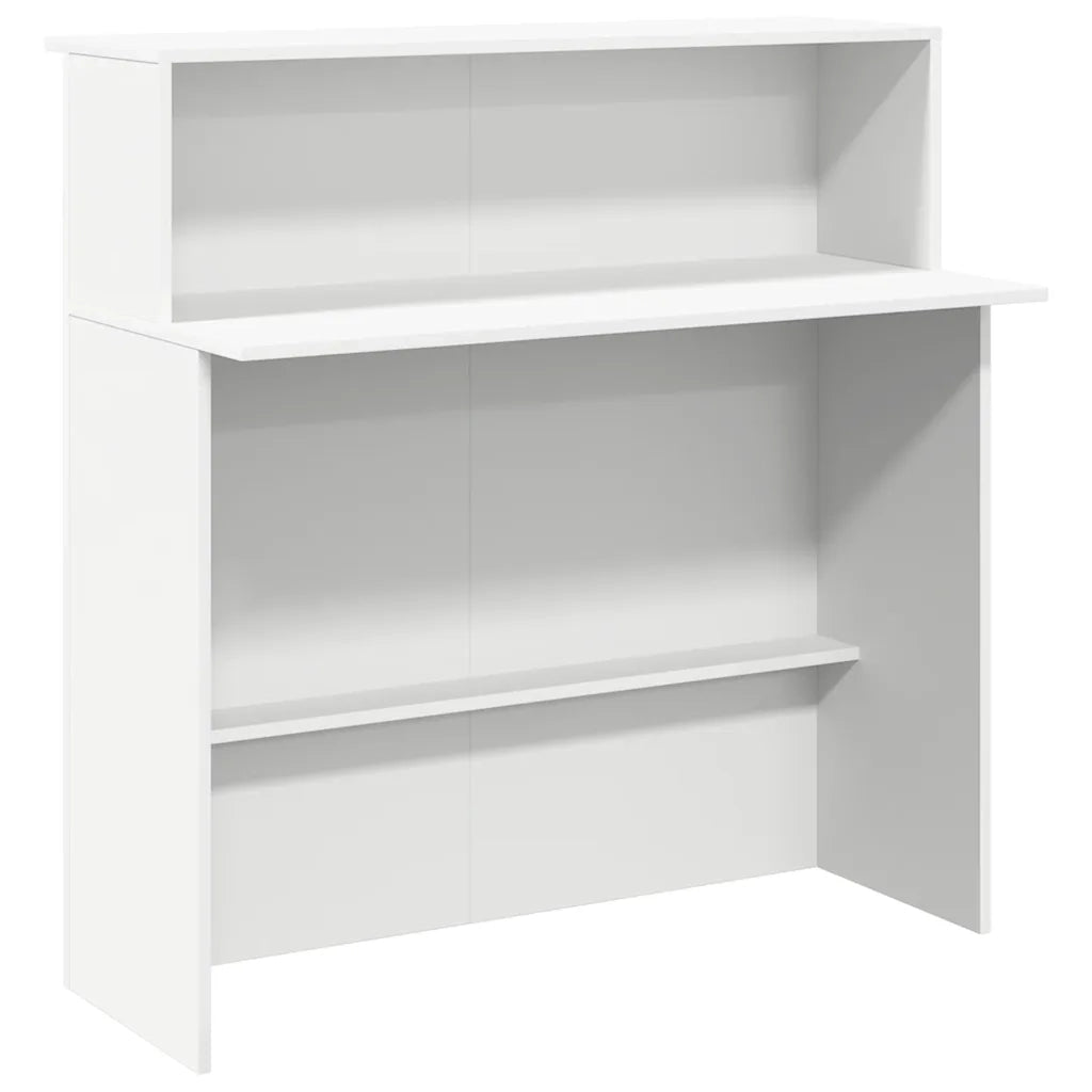 Scrivania per Reception Bianca 100x50x103,5cm in Legno Massello 859024