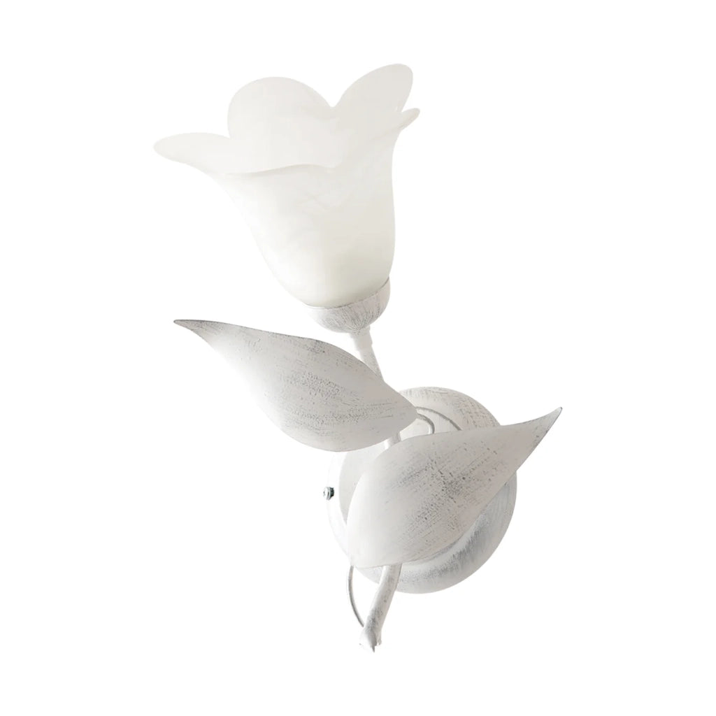 Applique 1 Luce Olga Ferro Battuto E Vetro Bianco E Argento BeLight