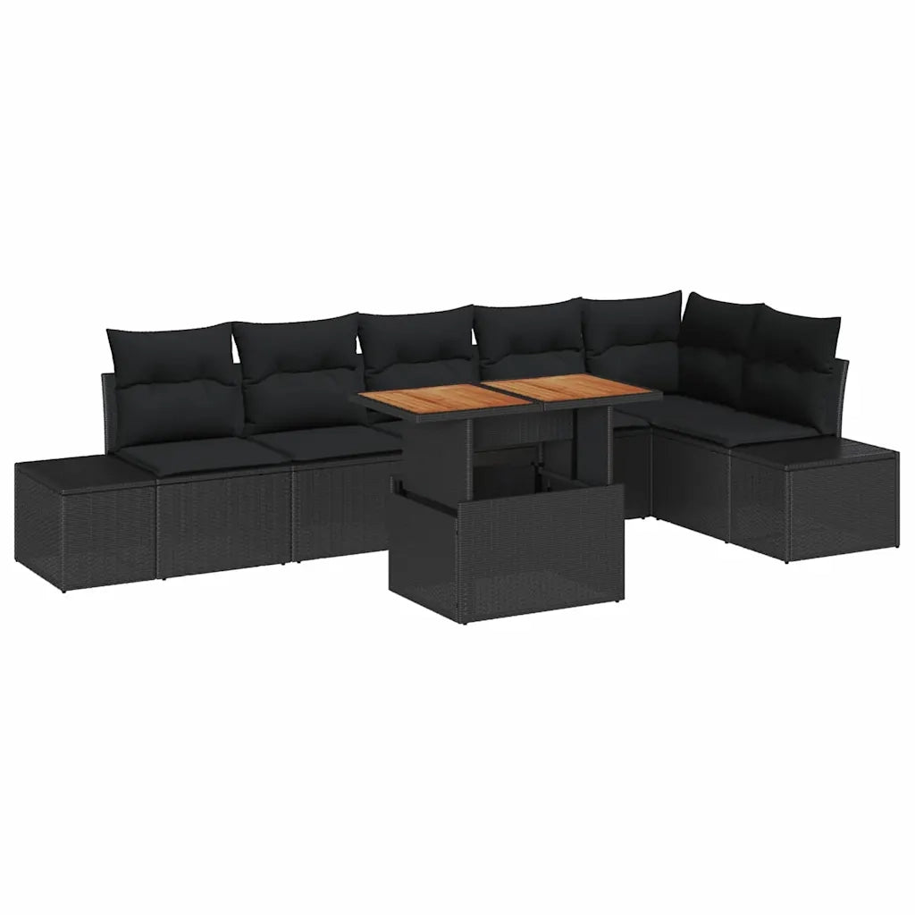 Set Divano da Giardino con archiviazione 7 pcs Nero Poly Rattan 3358711