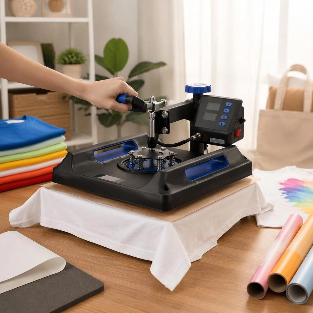 Heat Press Transfer Press 38x38cm 8 In 1 Tumbler Press T-Shirts Blue