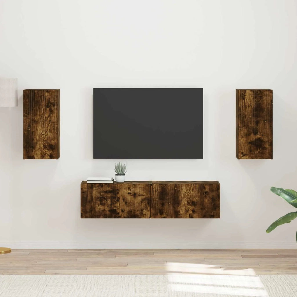 Set mobile TV 4 pcs Rovere fumé Legno multistrato 3409155