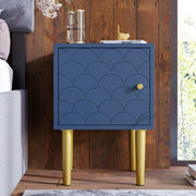 Set 2 comodini 35x35x51 cm in pannello truciolare e metallo; blu navy