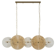 Lampadario Osaka 100x23x28 cm in Ferro e Vetro Oro e Marrone e Trasparente