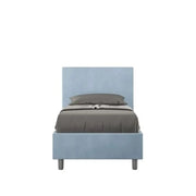 Letto singolo contenitore imbottito 80x200 microfibra azzurro Adele