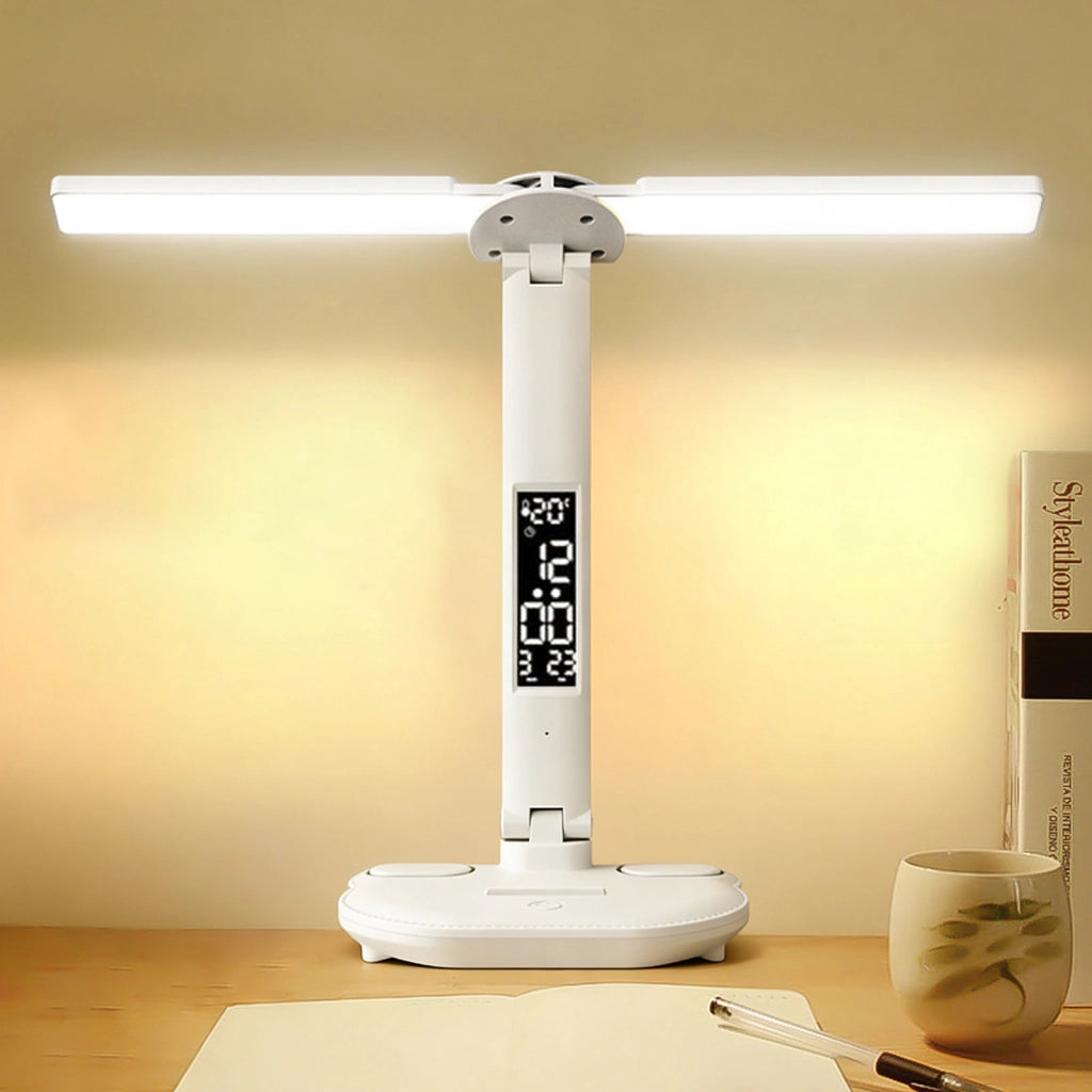 Lampada da scrivania LED bianca a doppia testa 3W