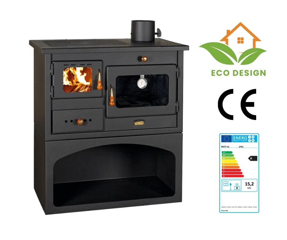 Stufa a legna con forno. Piastre in ghisa. 10kw Potenza termica. Modello Prity 1P 34
