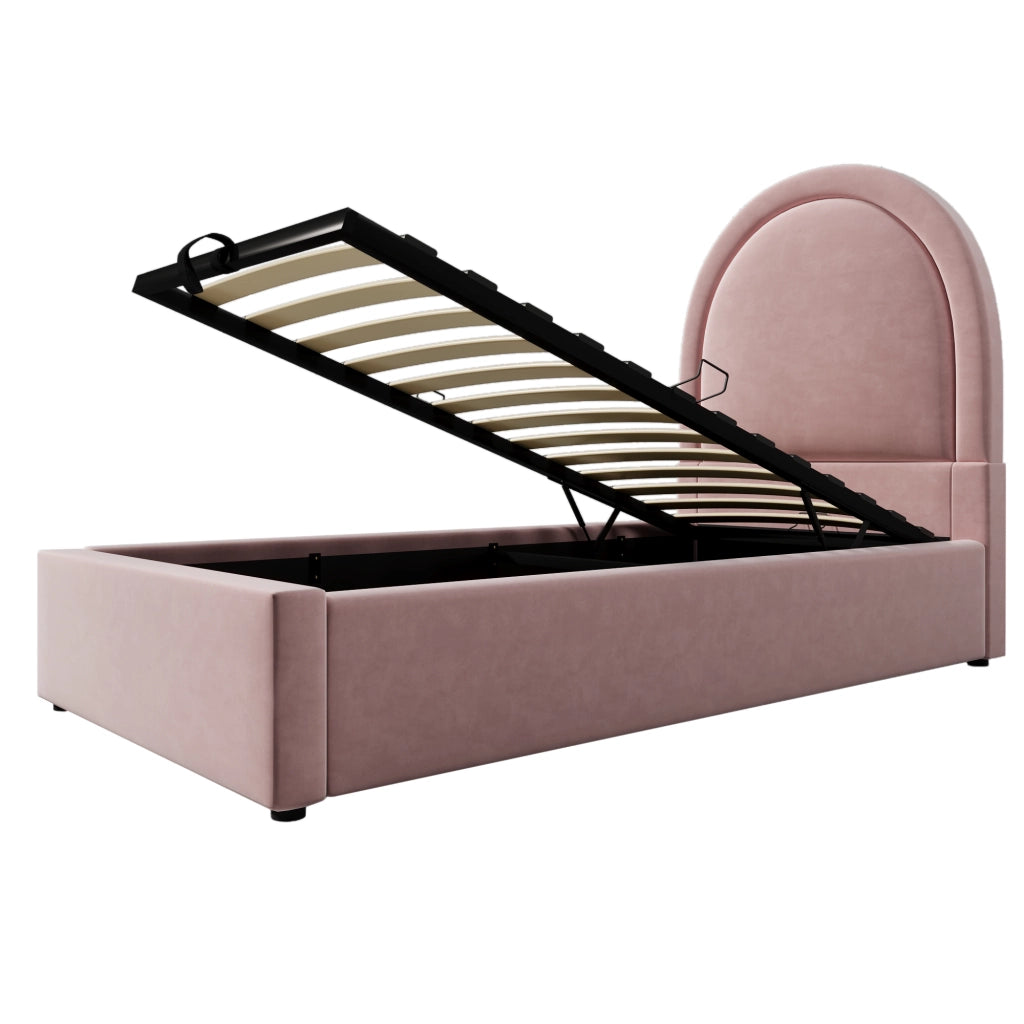Letto singolo per bambini 90 x 200 cm rosa in velluto
