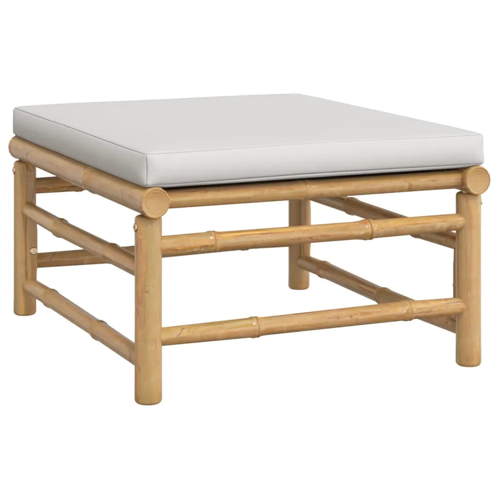 Set Salotto da Giardino 11pz con Cuscini Grigio Chiaro Bambù 3155097
