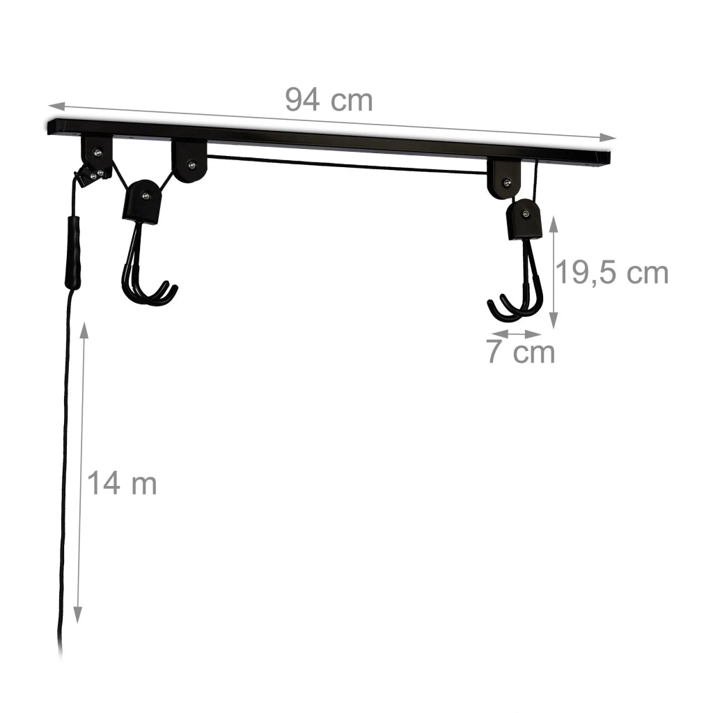 Pratico sollevatore per biciclette da soffitto per garage 14 m, capacità fino a 4 m, in gomma nera 13_0009652
