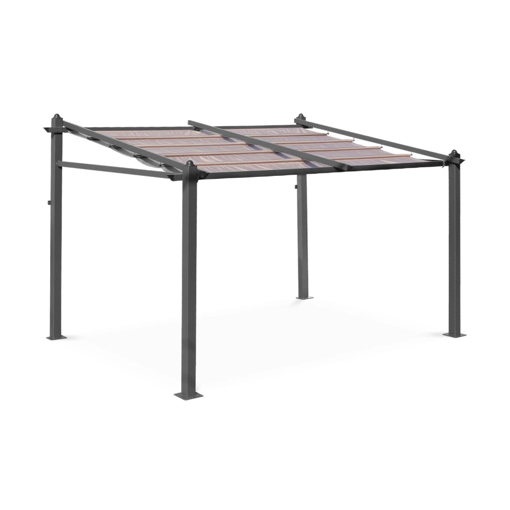 3x4m  pergola in alluminio con copertura scorrevole, beige