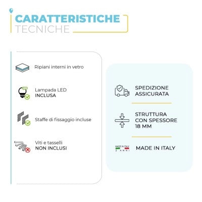 Specchio contenitore 68x61 cm rovere chiaro con pensile e LED Way
