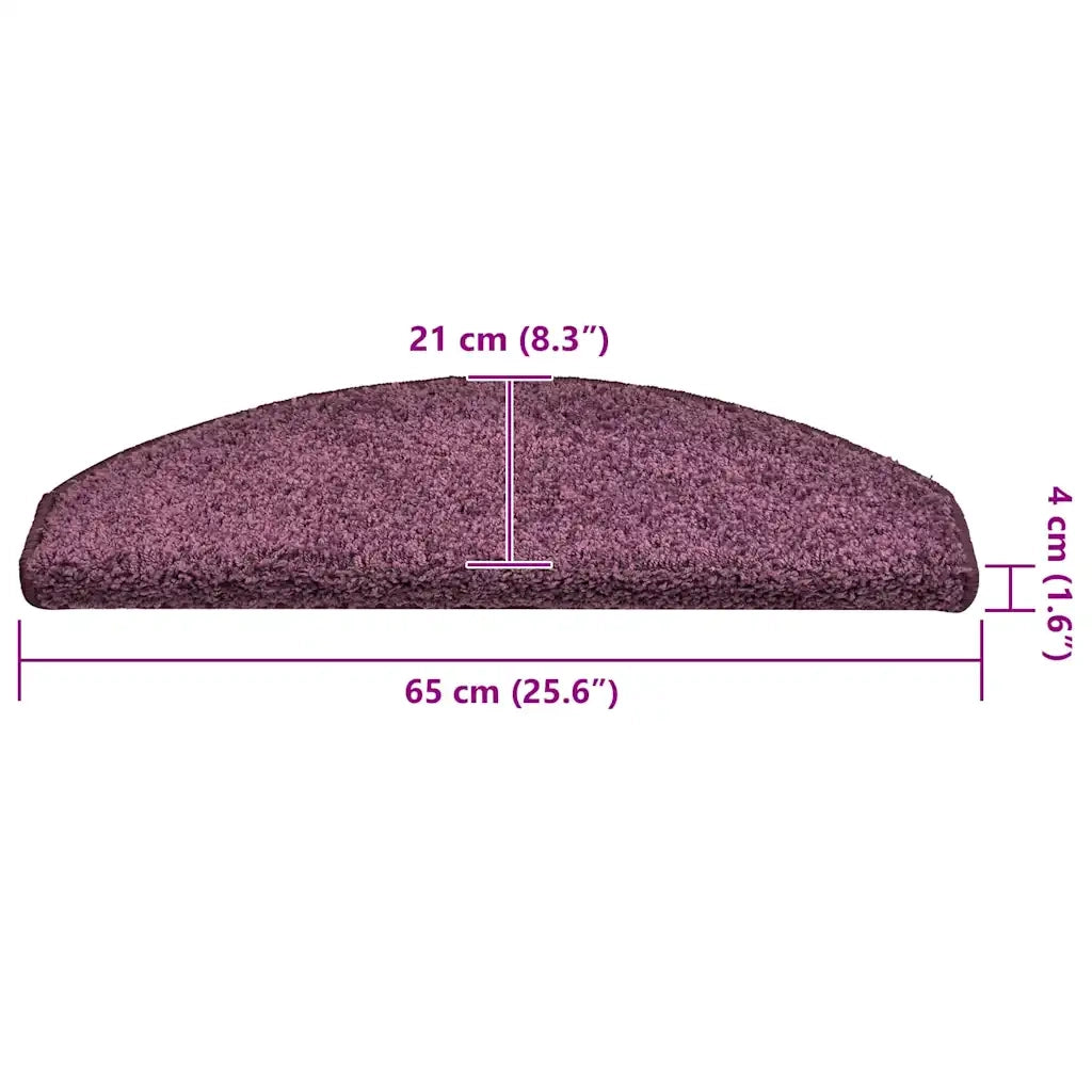 Tappetini per scale 15 pz 65x21x4 cm Viola scuro Semicircolari 322385