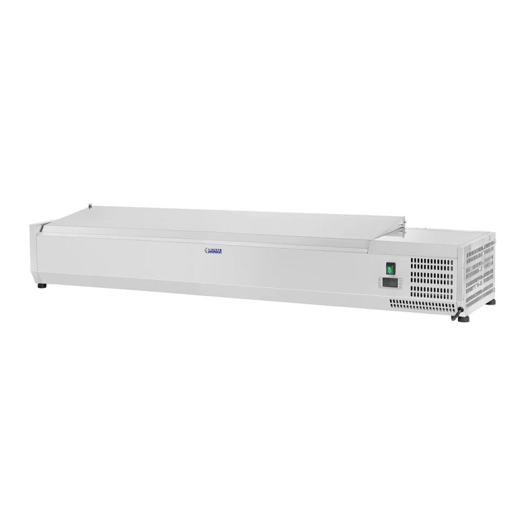 Saladette espositore banco tavolo acciaio inox - 150 x 33 cm - 7 bacinelle GN 1/4 14_0003291