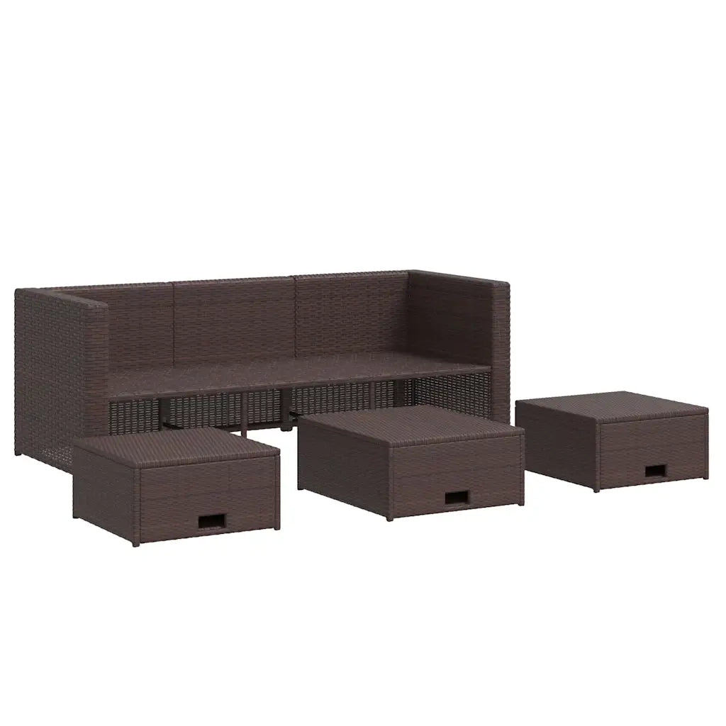 Set Divani da Giardino 4 pz con Cuscini in Polyrattan Marrone 43103