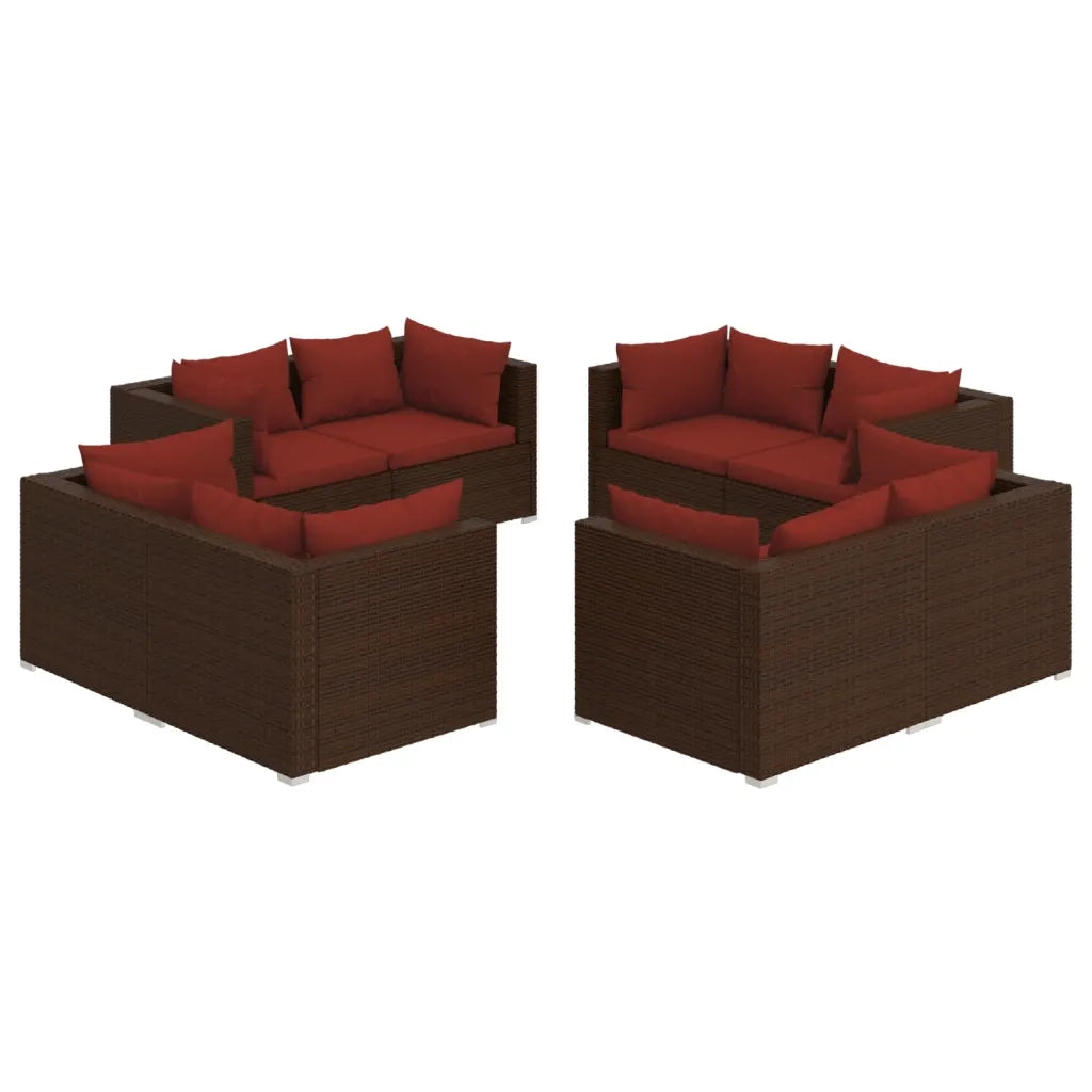 Set Divani da Giardino 8 pz con Cuscini in Polyrattan Marrone 3101555