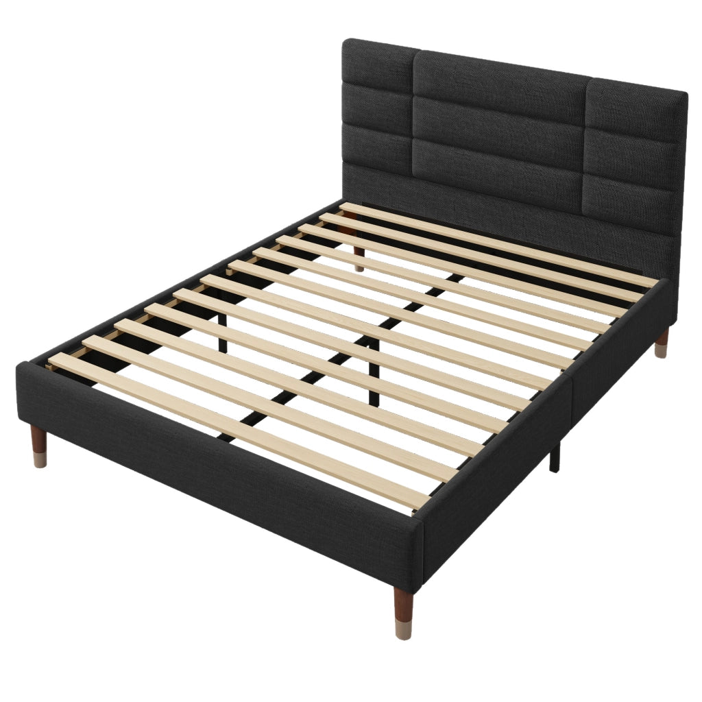 Letto imbottito 140x200 cm con materasso nero