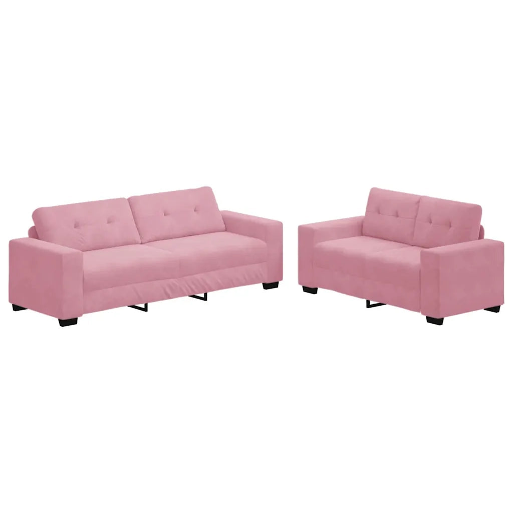 Divano 2 pz Rosa Velluto 3324724