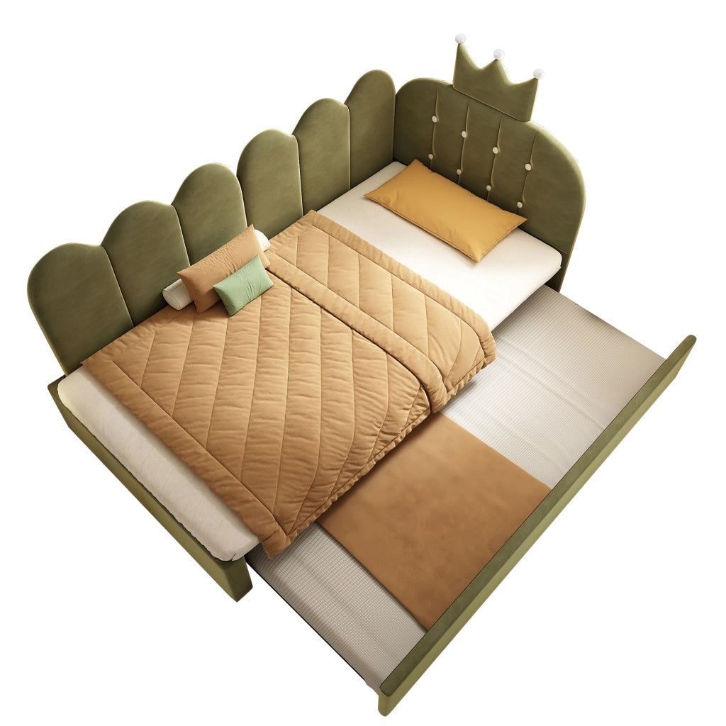 Letto singolo con letto estraibile verde 90 x 200 cm