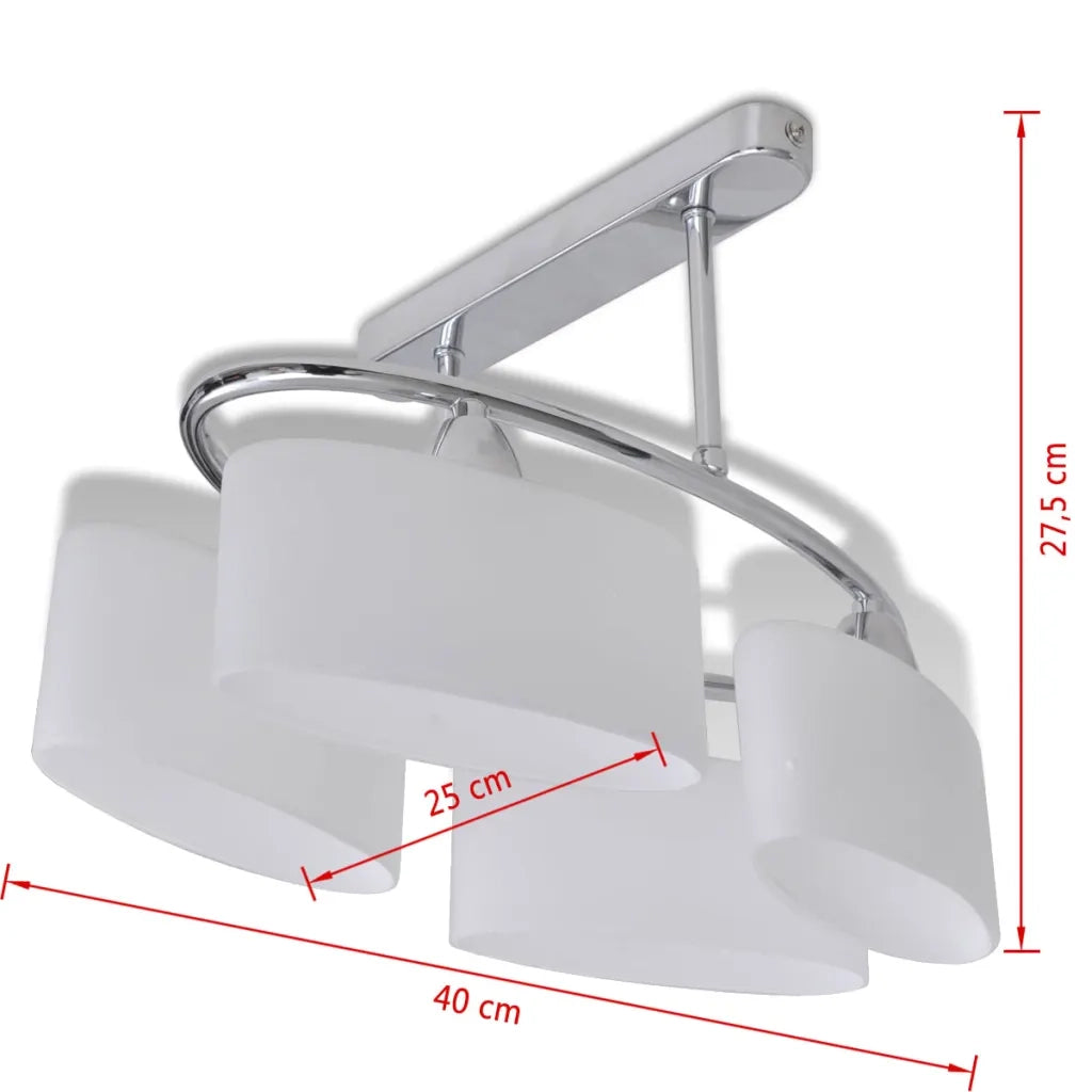 Lampada da Soffitto Ellissoidale Vetro Paralume 4 Lampadine E14 240988