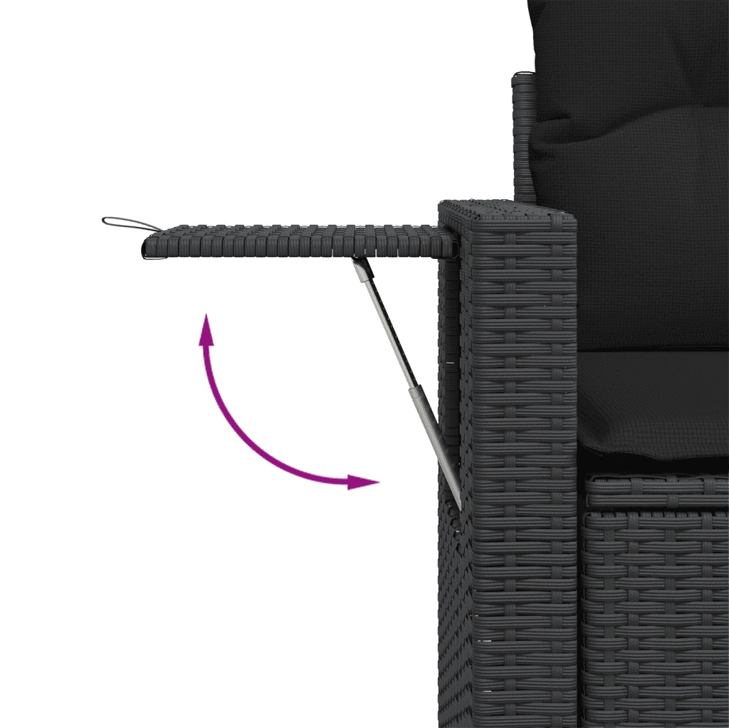 Set Divano da Giardino 6 pz con Cuscini Nero in Polyrattan 3252912