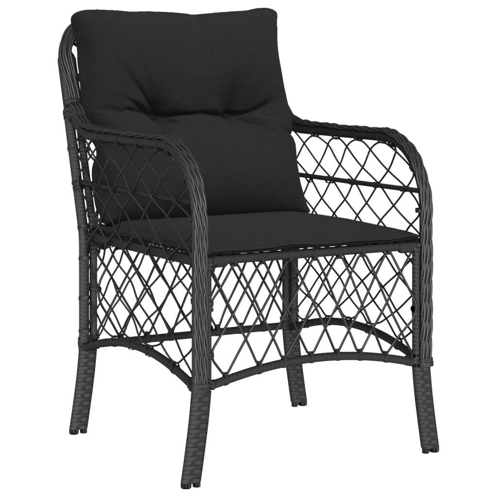 Set da Pranzo da Giardino 5 pz Nero con Cuscini in Polyrattan 3212025