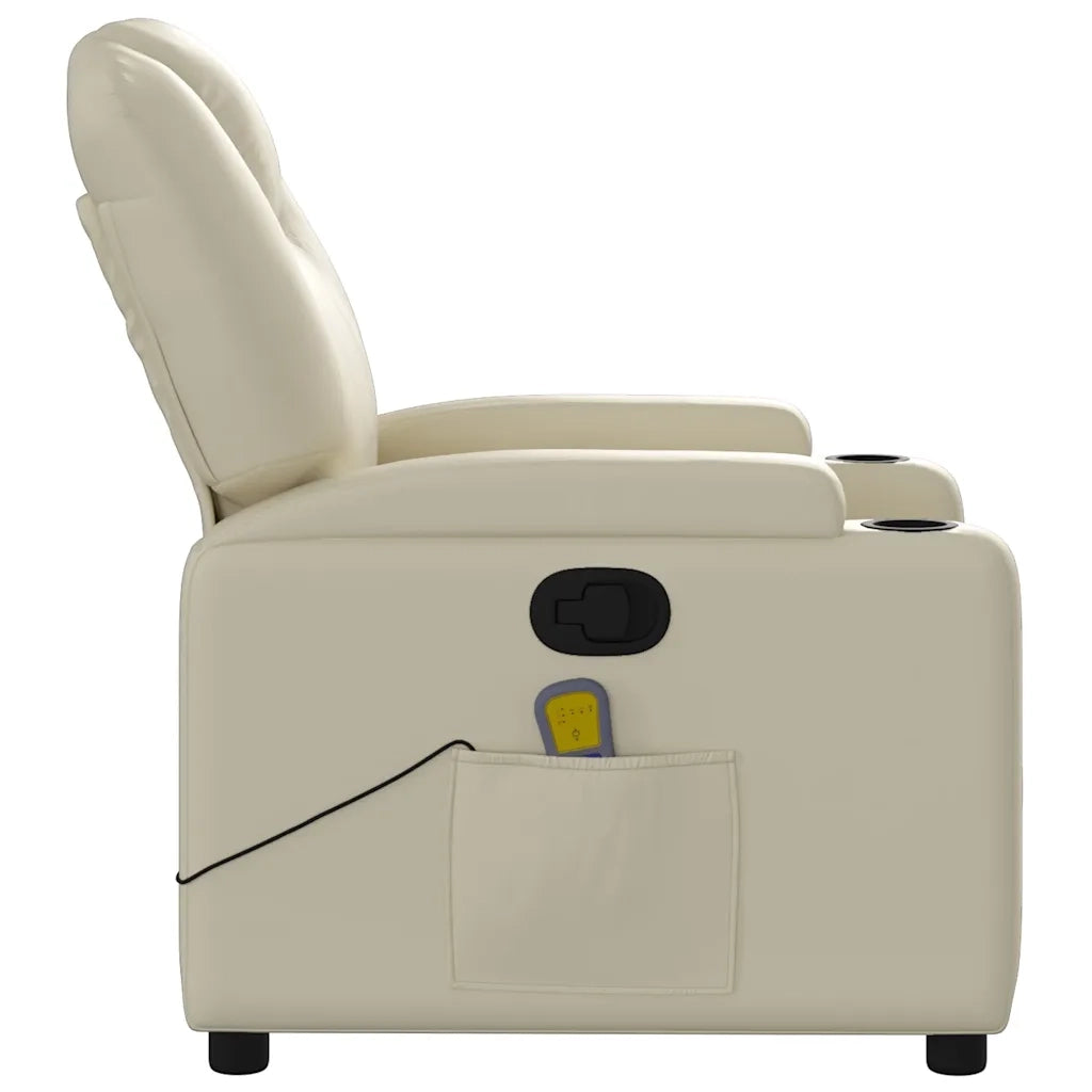 Poltrona da Massaggiante Reclinabile Crema Similpelle 372397