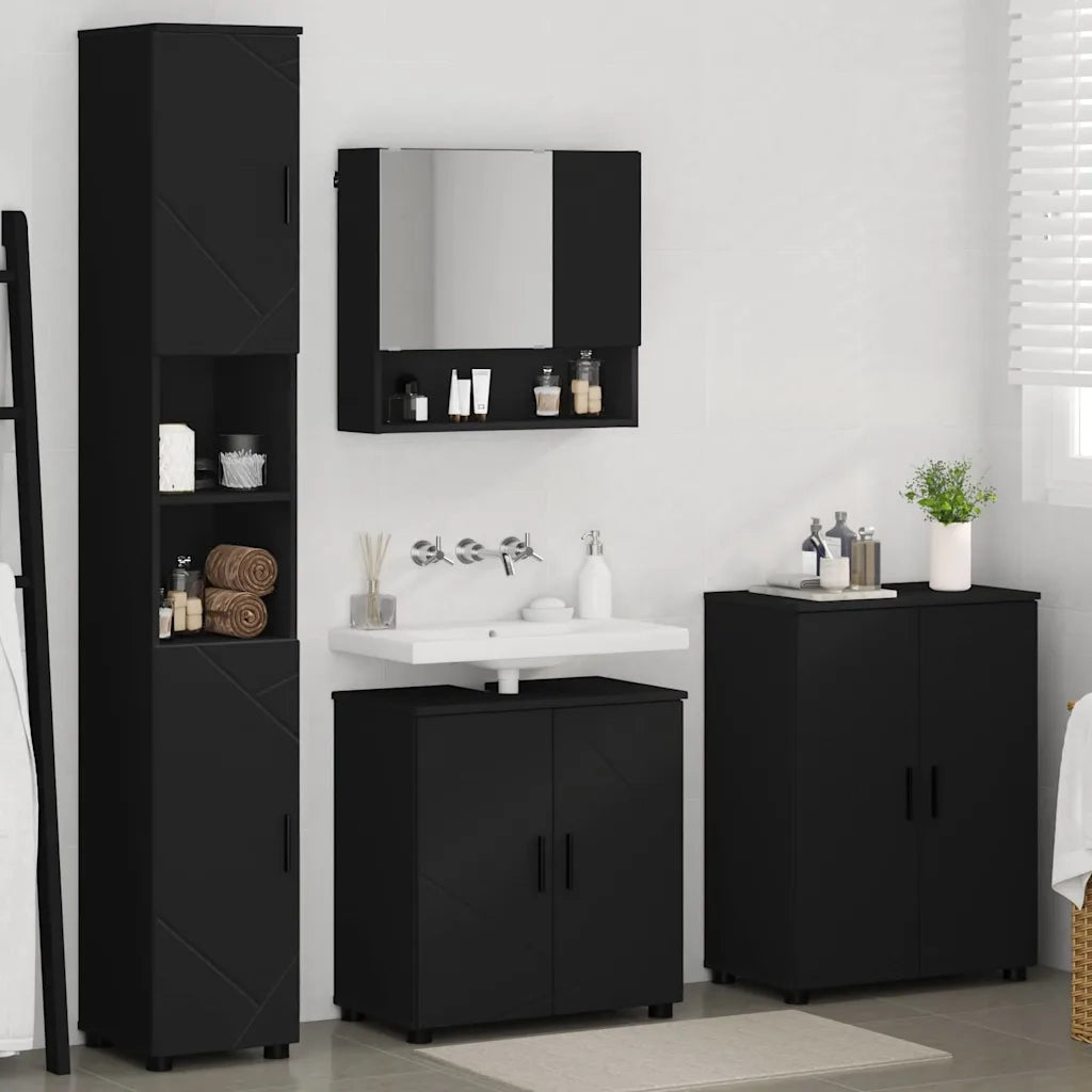 Set di mobili per il bagno Montaggio a parete 4 pcs Nero