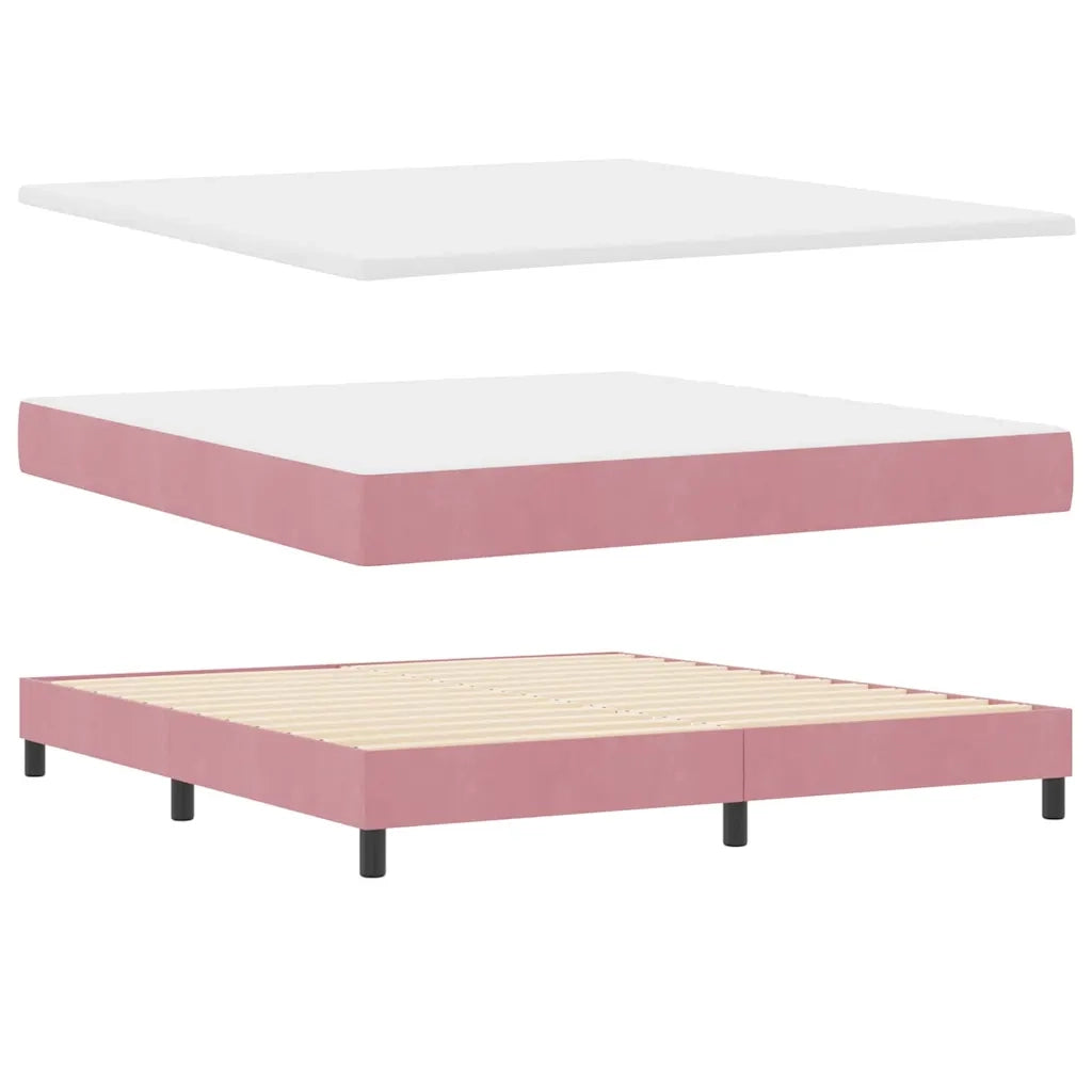 Letto a molle con materasso Rosa 180 x 200 cm Velluto 3339259