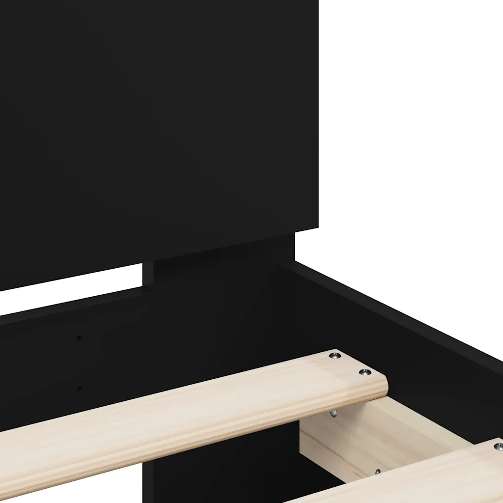 Giroletto con Testiera e LED Nero 75x190 cm 838751