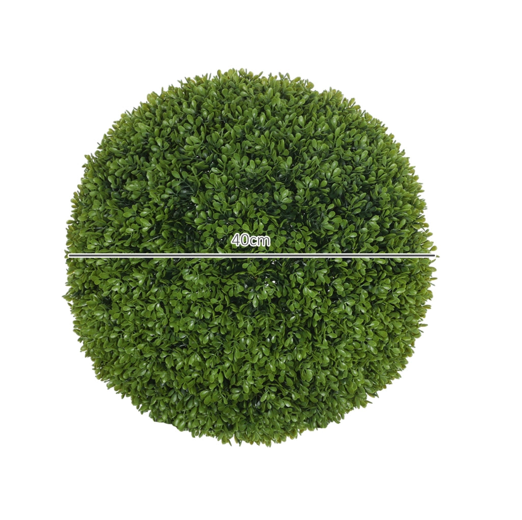 Set 2 sfere di bosso artificiale ULEVR ?40 cm in plastica verde, decorazione per interni ed esterni