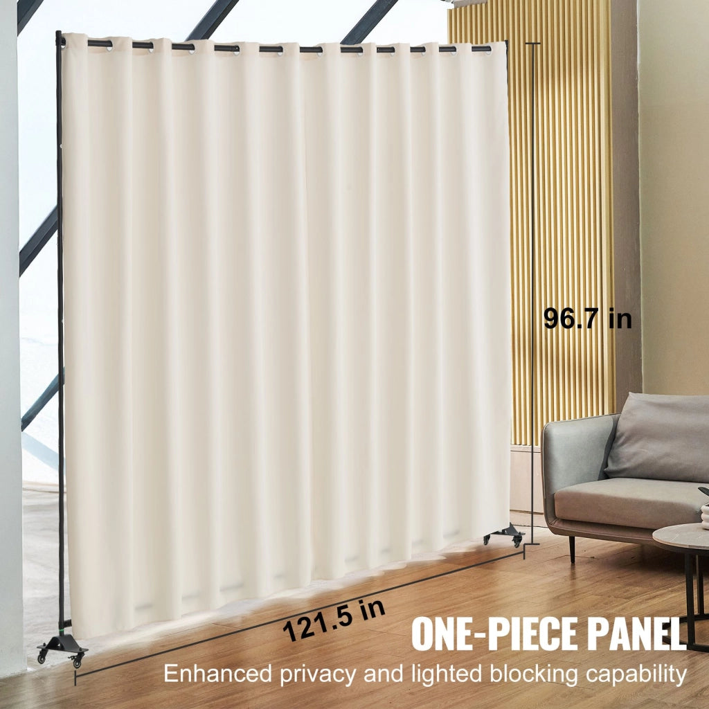 CLDMFGMS01 Divisorio per Ambienti con Ruote 308,5 x 45 x 245,5 cm Pannello Privacy Portatile Beige per Casa e Ufficio Robusto
