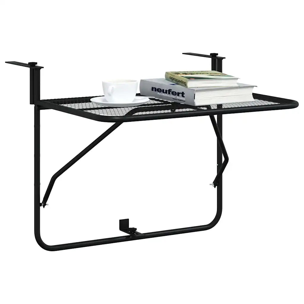 Tavolo da Balcone Nero 60x40 cm in Acciaio 325924