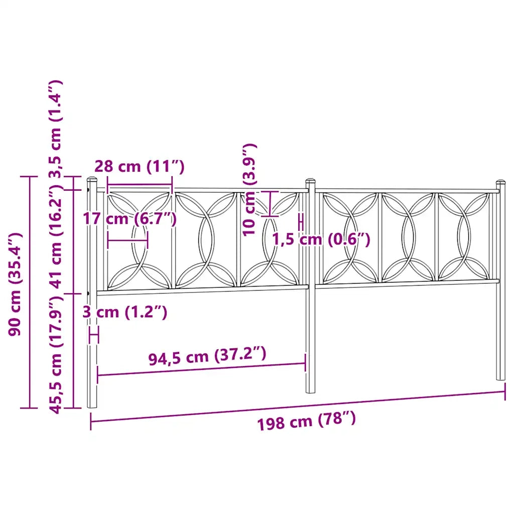 Testiera di Ricambio in Metallo Nero 193 cm 376165