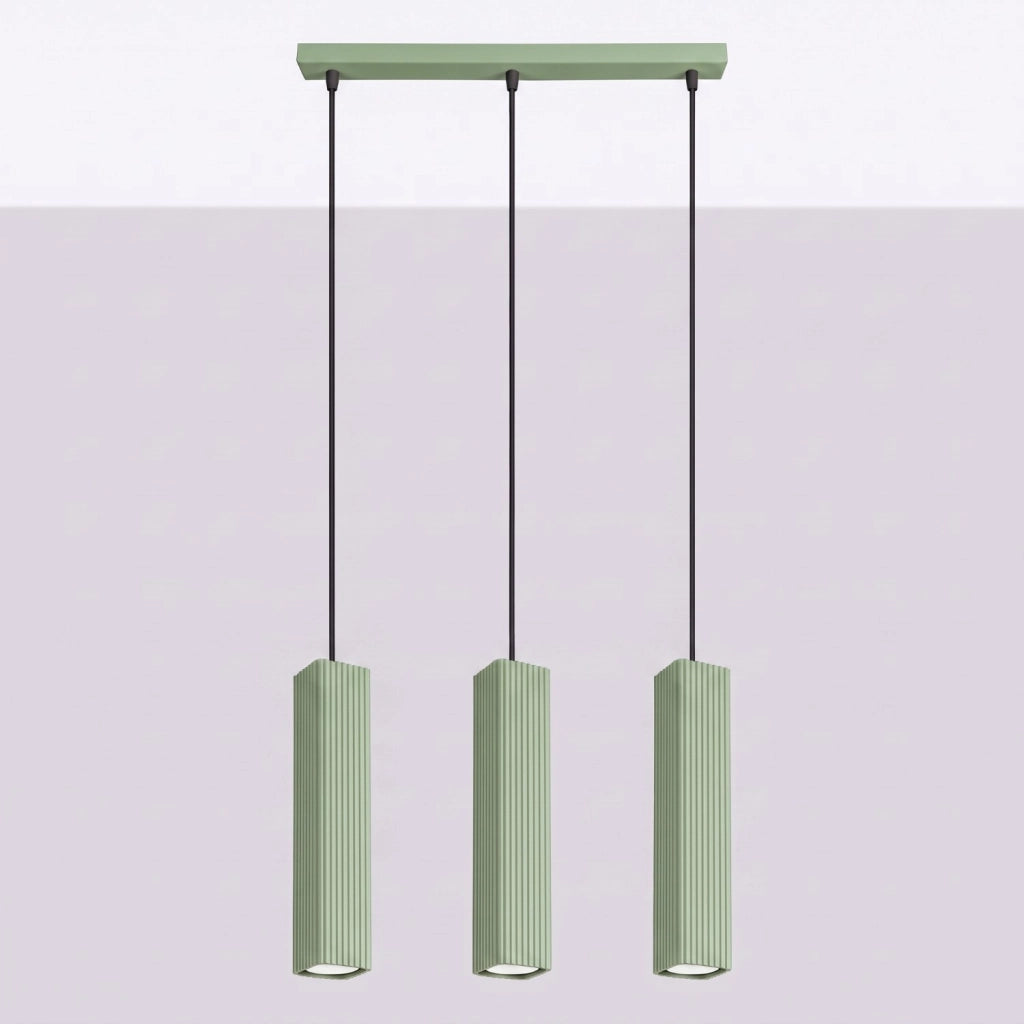 Lampada a sospensione RAYO 3L verde salvia