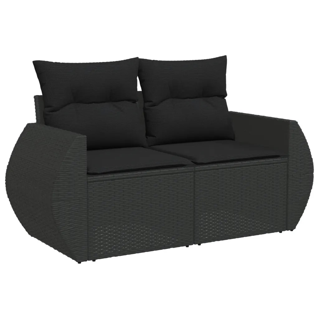 Set Divani da Giardino con Cuscini 8 pz Nero in Polyrattan 3221634