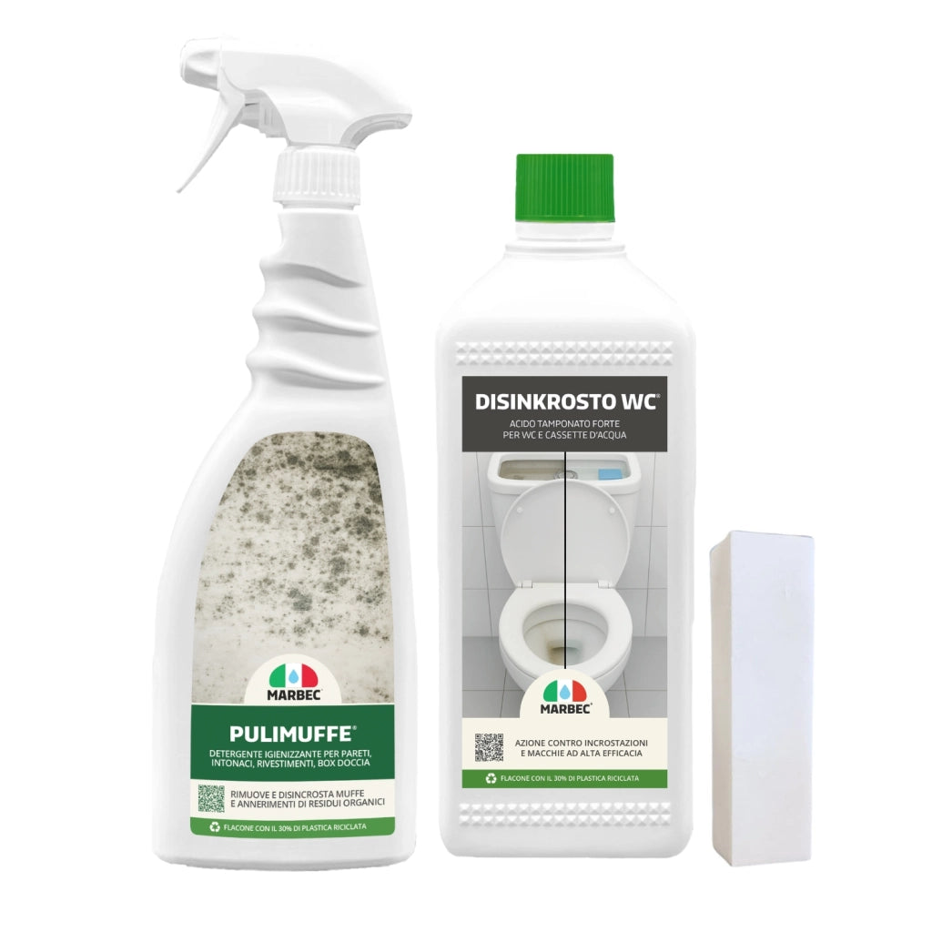 KIT MANUTENZIONE BAGNO - Kit Pulizia Bagno Completo, Anticalcare e Igienizzante, Accessori Inclusi