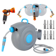 Avvolgitubo da parete 20 m blu, riavvolgimento automatico, girevole 180°