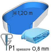 Liner Per Piscina A Forma Ovale 4,50 X 3,00 H.1,50 M Azzurro - Attacco P3 - Spessore 0,80 Mm Colore: Azzurro, Tipo attacco: P1, Altezza: 1.20 m