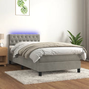 Letto a Molle con Materasso e LED Grigio Chiaro 100x200 cm 3134567