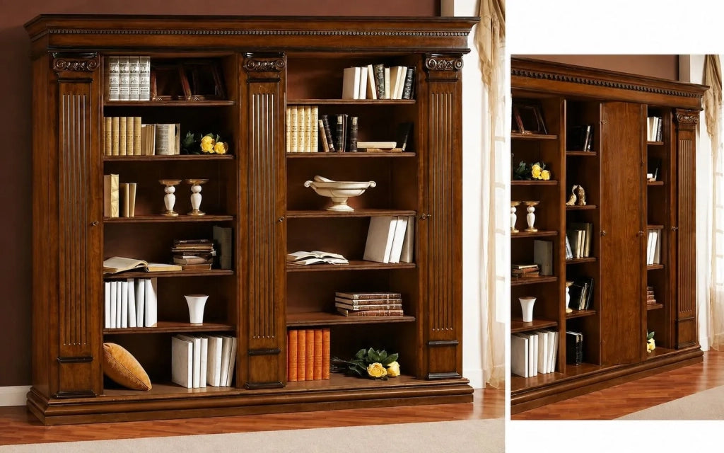 Libreria classica 3 porte e 22 ripiani in legno 306x52x240 - Mobili 2G