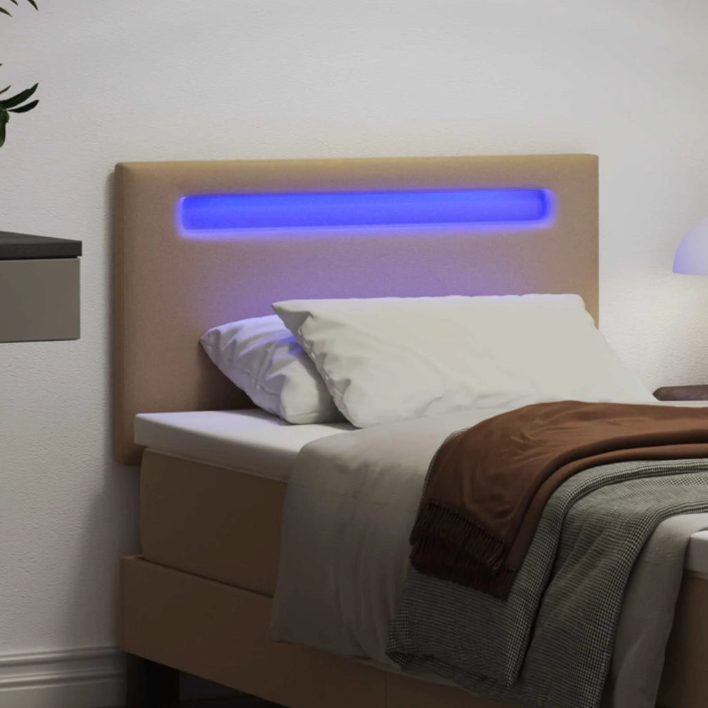 Testiera LED Cappuccino 90 cm Pelle Sintetica 42007296