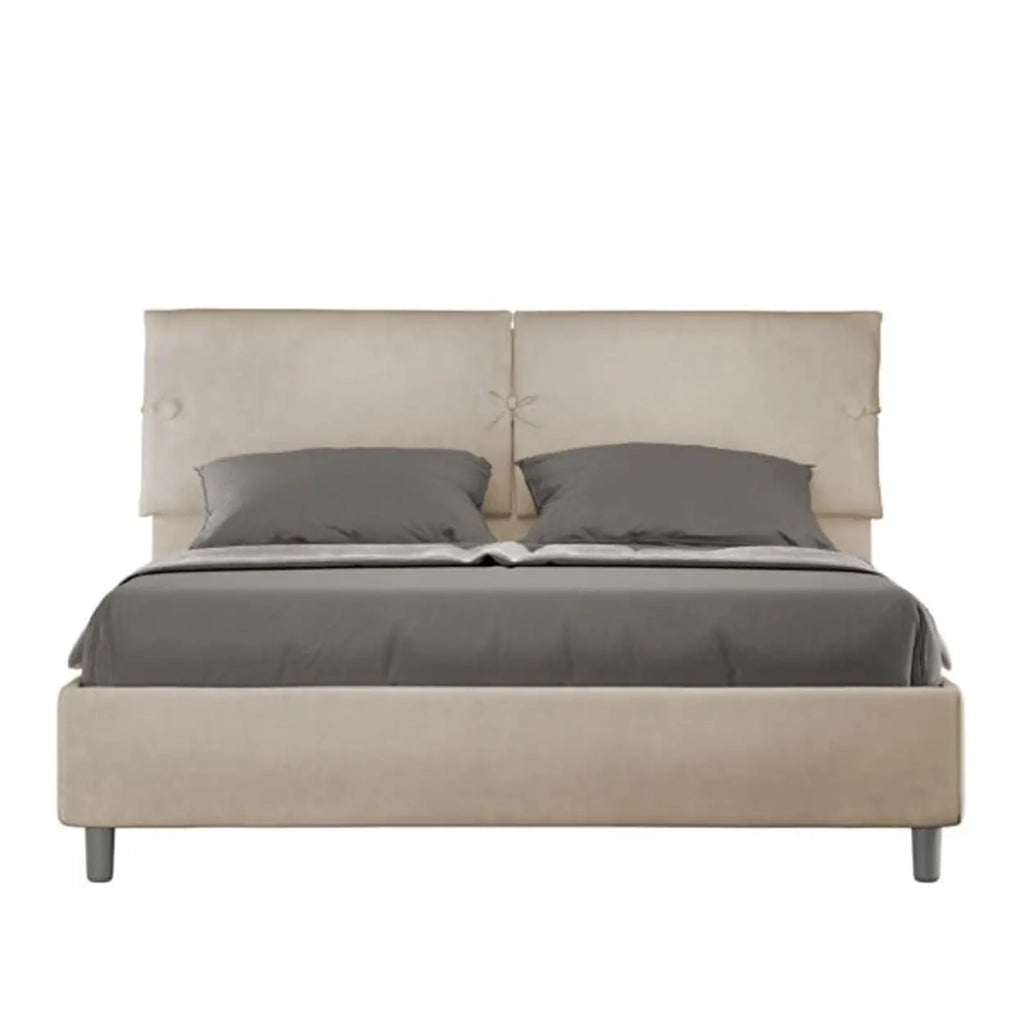 Letto matrimoniale senza rete imbottito 160x190 microfibra sabbia Sleeper