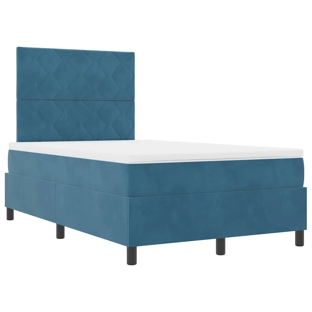 Letto a Sorgente LED Blu Scuro 120 x 190 cm Tessuto