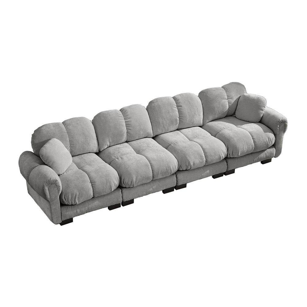 Divano ¨C Minimal ¨C Grigio chiaro tessuto trapuntato con cuscini imbottiti