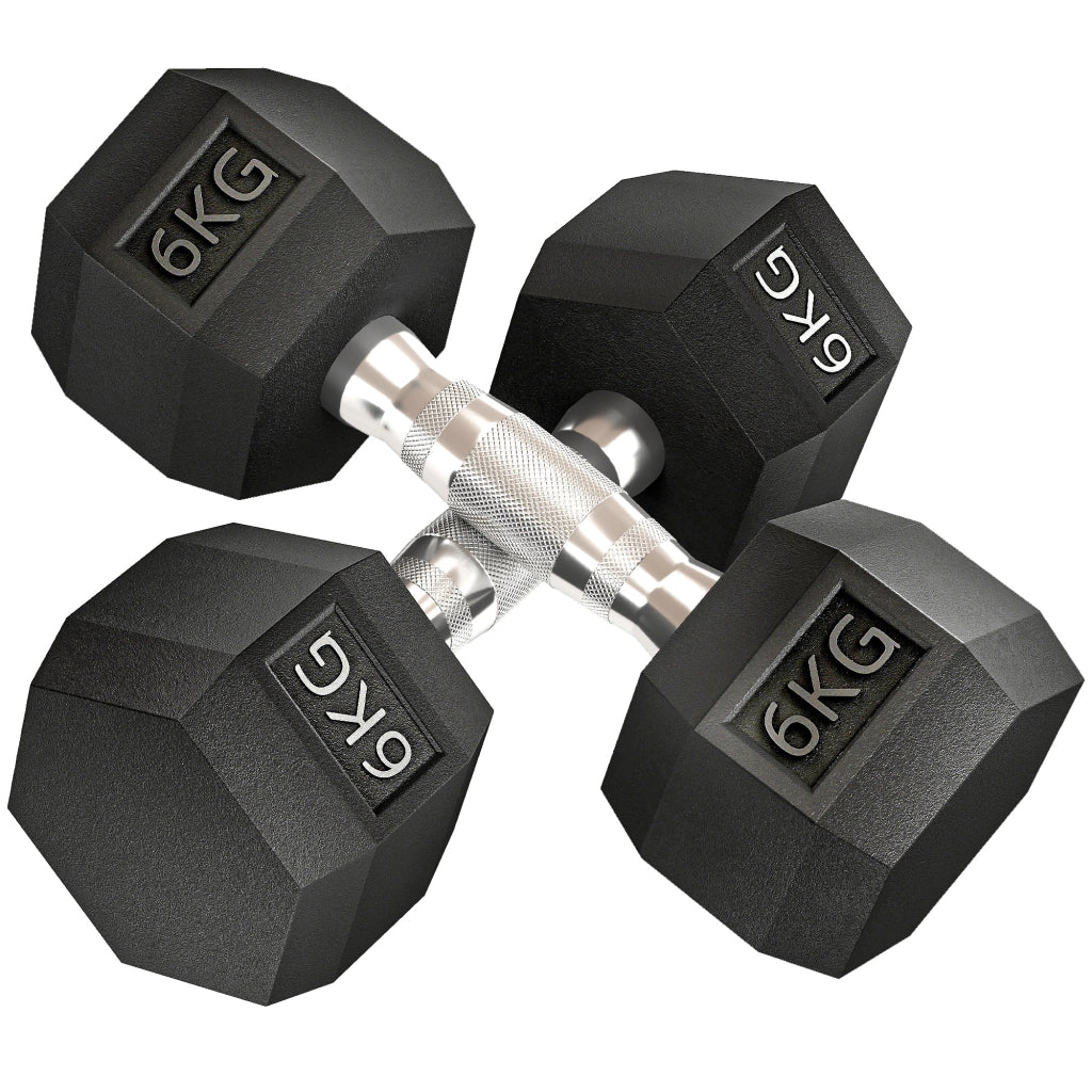 Set 2 Manubri Esagonali 12 Kg in Acciaio Rivestiti in Gomma Neri, Manubri Corti Robusti per Allenamento a Casa e Home Gym
