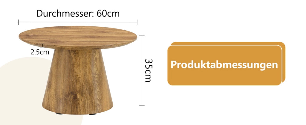 TAVOLINO ROTONDO 60 cm Effetto legno MDF